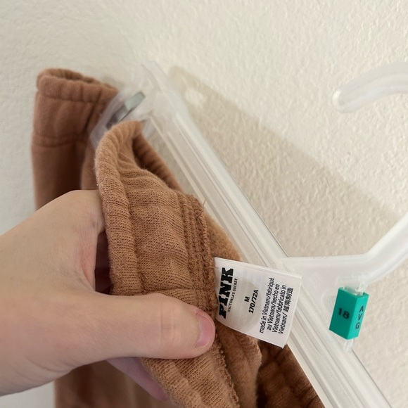 Victoria's Secret Pink Dog Ivy Fleece FullZip Hoodie Campus Pant Set Toffee Sz M - Picture 12 of 16